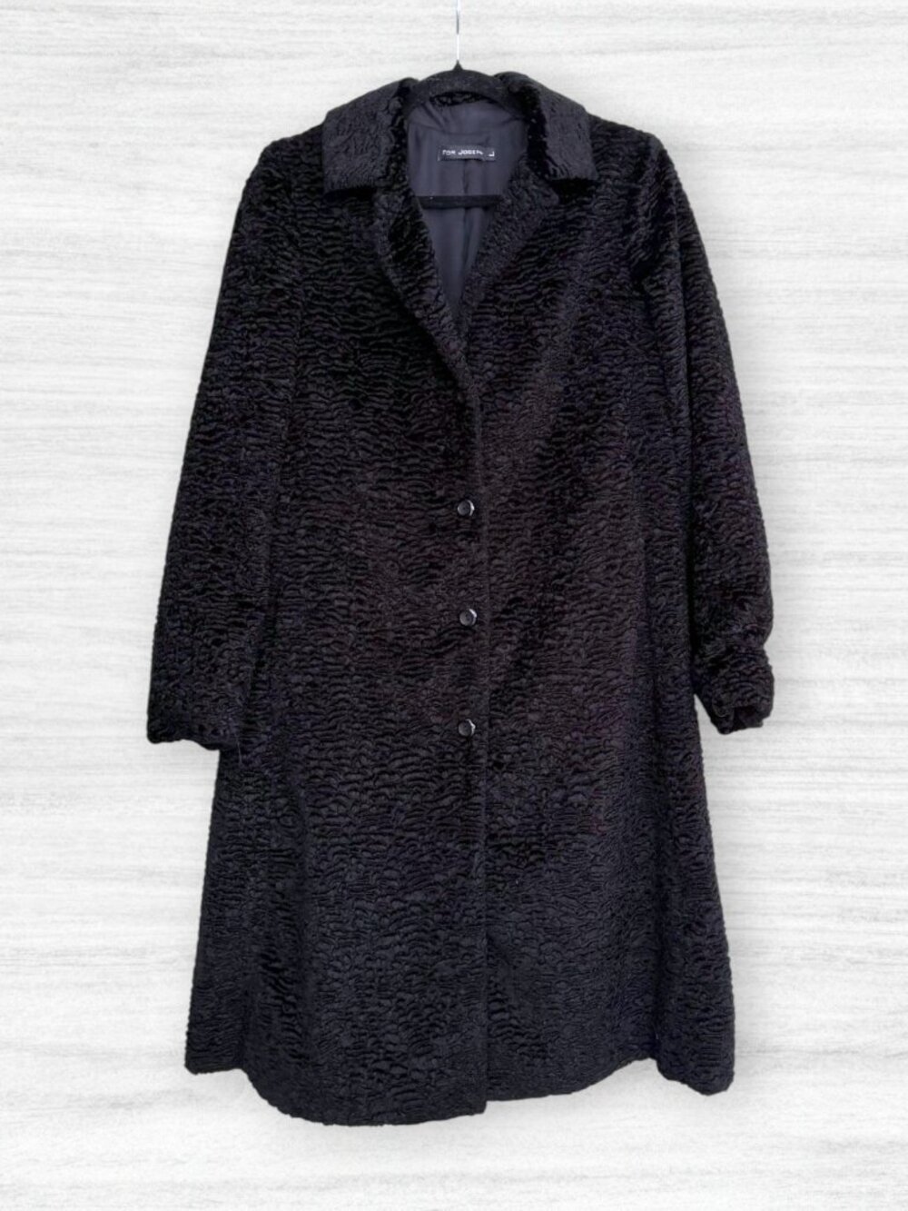 For Joseph Jacklyn Coat Black Textured Swing Coat Long Lined Made USA Womens L